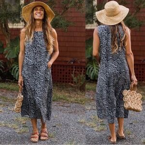 RipSkirt Night Blooms Long Maxi Sleeveless Sun Dress Pockets Size XL NEW